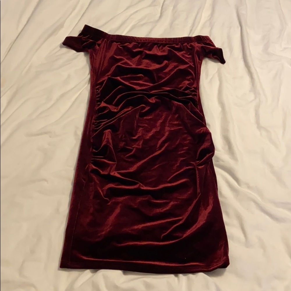 Velvet maroon maternity dress